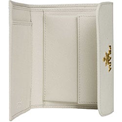 Prada White Saffiano Metal Tri-fold Wallet - 11440568 - Overstock ...  