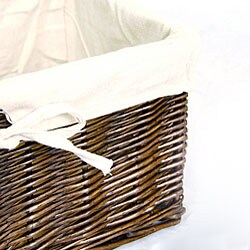 Wicker Beige Fabric Liner Storage Basket (Set of 3)