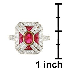 18k Gold Ruby and 1ct TDW Diamond Estate Ring (G, VS2)