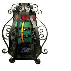Tiffany-style Peacock Iron Table Lamp