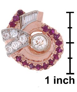 14k Pink Gold 1-1/2ct Old Mine Diamond Ruby Ring