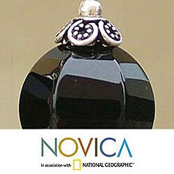 Sterling Silver 'Berries' Onyx Earrings (India)