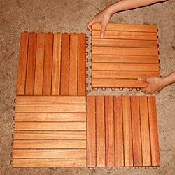Eucalyptus 8-slat Snapping Deck Tiles (Set of 10)