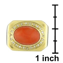 18k Gold Coral 1/4ct TDW Diamond Estate Ring (Size 9)