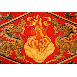Hand-painted Tibetan Red Dragons Storage Cabinet