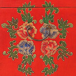 Tibetan Hand-painted Red Coffee Table/ Chest