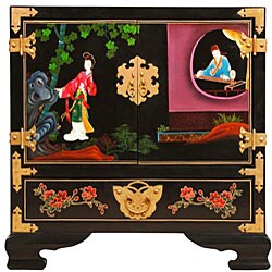 Oriental Romance Black Lacquer Storage Cabinet