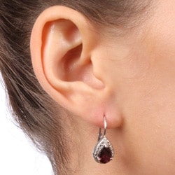 Glitzy Rocks Sterling Silver Garnet and Diamond Accent Earrings