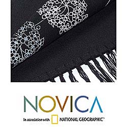 Cotton 'Midnight Hydrangea' Shawl (Thailand)