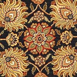 Handmade Persian Court Legacy Navy/ Light Gold Wool and Silk Rug (4' Round)