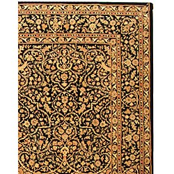 Handmade Persian Court Black/ Multi Wool and Silk Rug (7'6 x 9'6)