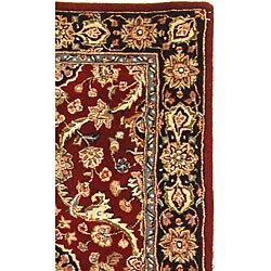 Handmade Persian Court Red/ Black Wool and Silk Runner (2'3 x 10')