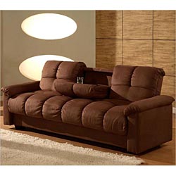 Multifunctional Microsuede Mocha Storage Sofa Bed