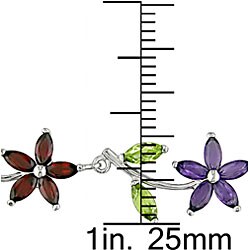 Sterling Silver Multi-gemstone Flower Necklace