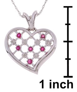 14k White Gold 1/10ct TDW Diamond Ruby Pendant