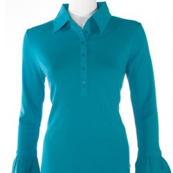 Empathy Women's Polo-style Bell-sleeve Missy Blouse
