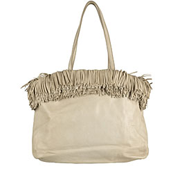 Prada Cream Nappa Leather Fringed Shopping Bag