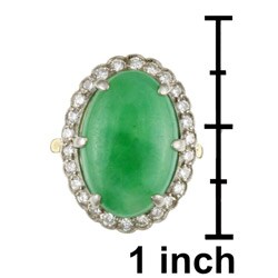 18k Yellow Gold Jade and 1/2ct TDW Diamond Ring (I, VS2)