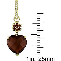 10k Gold Garnet and Diamond Heart Earrings