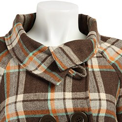 Last Kiss Women's Convertible Collar Plaid Car Coat