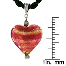 Sterling Silver Murano Glass Puffy Heart Necklace
