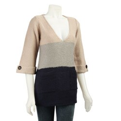 Renee C Women's Colorblock Sweater with Scarf