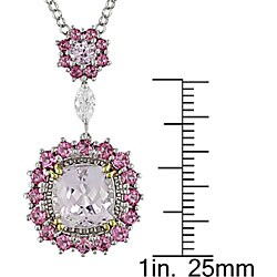 18k Gold Multi-gemstone 1/5ct TDW Diamond Necklace