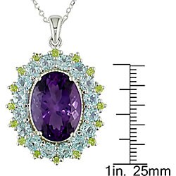 Sterling Silver Oval Amethyst Necklace