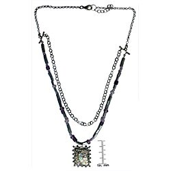 Sterling Silver Roman Glass and Crystal Necklace (Israel)