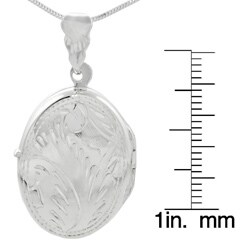 Sterling Silver Etched Oval Locket Necklace