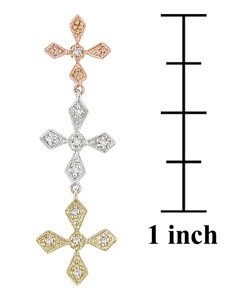 14k Tri-color Gold 1/10ct Diamond Earrings