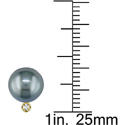 14k Gold 1/10ct TDW Diamond and Pearl Earrings (8-8.5 mm)