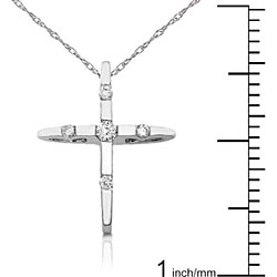 14k Gold 1/10ct TDW Diamond Cross Necklace (G-H, I1-I2)