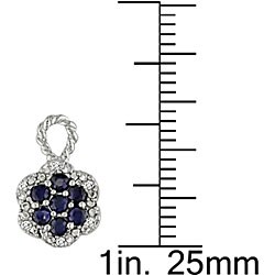 10k Gold Blue Sapphire and Diamond Flower Earrings