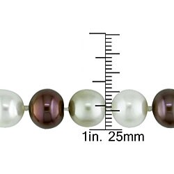 14k Gold Multi-colored Pearl Necklace (9-11 mm)