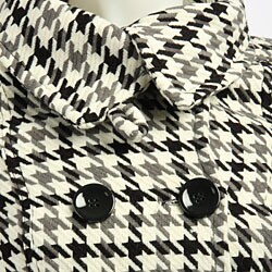 Last Kiss Short Houndstooth Funnel Neck D/B Belted Jacket