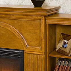 Luxemburg Oak Electric Fireplace wtih Bookcases and Remote