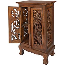 Hand-carved Vintage Roses 32-inch Storage Cabinet