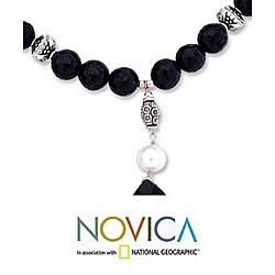 Pearl and Onyx 'Silent Dawn' Necklace (India)