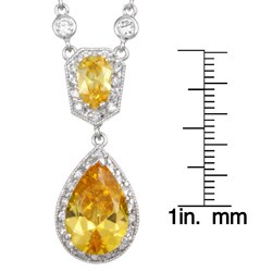 Sterling Silver 17-inch Yellow Pear CZ Drop Necklace