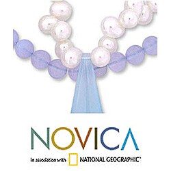 Sterling Silver 'Daydream' Pearl and Chalcedony Necklace (India)