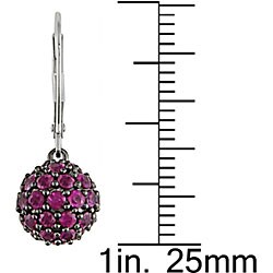 14k Gold Pink Ruby Leverback Ball Earrings
