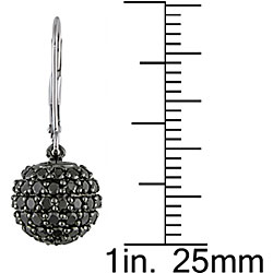 14k Gold 2ct TDW Black Diamond Leverback Ball Earrings