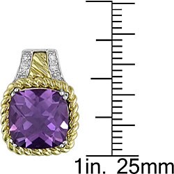14k Gold and Silver Diamond Amethyst Earrings
