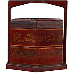 Handmade Chinese 'Coin' Red Leather Storage Box