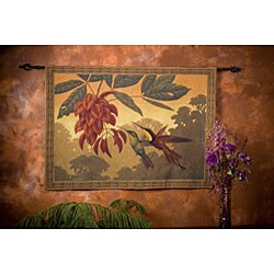 'Hummingbird Flower Kisses' Tapestry with Rod Set
