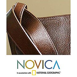 Leather 'Organized in Brown' Shoulder Bag (Peru)