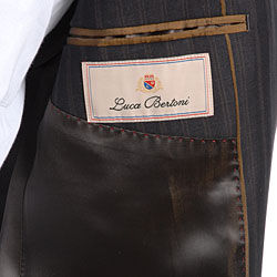 Luca Bertoni Men's Dark Brown Pinstripe Suit