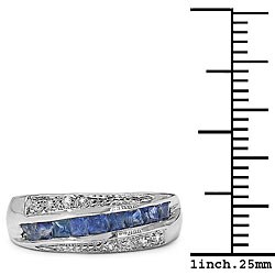 Sterling Silver Sapphire and White Topaz Ring