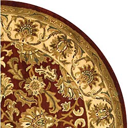 Handmade Heritage Kashan Red/ Ivory Wool Rug (8' Round)